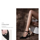 Lily style white high-heeled pearl sandals ladies low heels- Estela