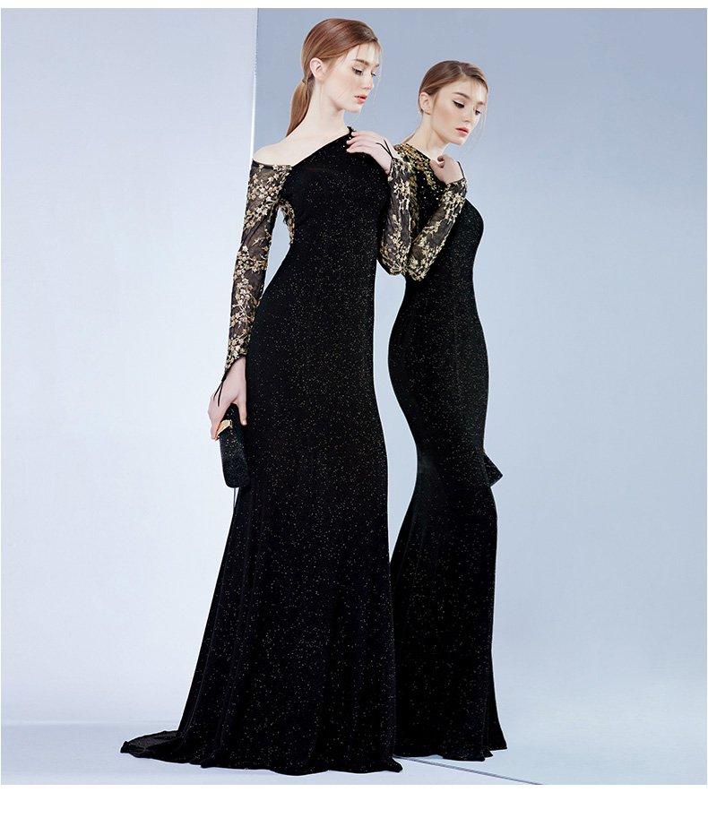 Siduo banquet black elegant evening dress gown - Sola