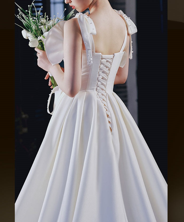 Early Spring 2023 French light wedding dress new bride satin high-quality texture small tail- Tide Current