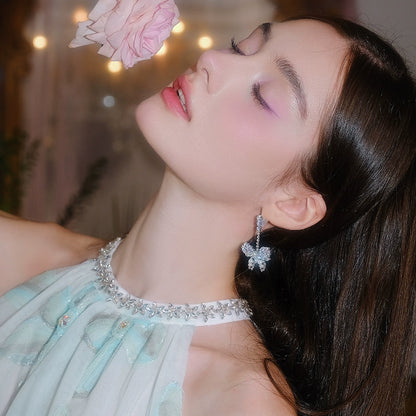 Wardrobes by Chen Luxury Crystal Diamond Dinner Party Earrings-Butter