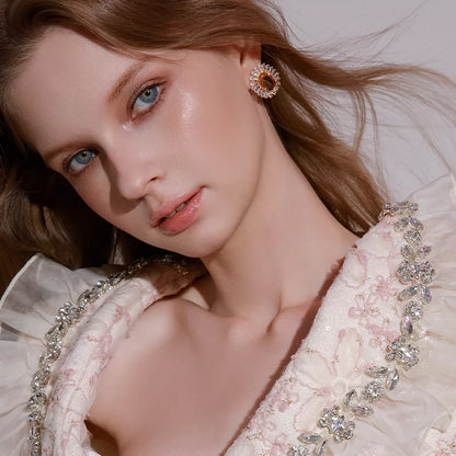 Wardrobes by Chen Luxury Light Oval Shaped Diamond Earrings-Becky