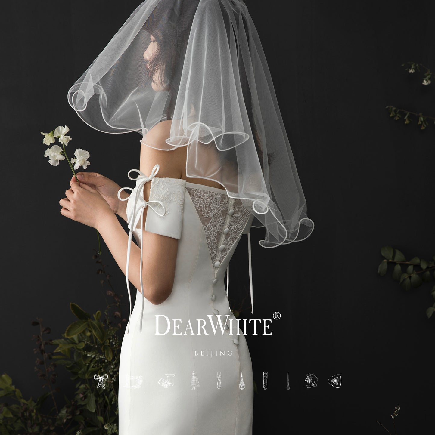 Early Spring 2023 retro Mori bride wedding wedding dress veil simple - Cloude