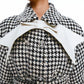 FAME autumn new pu leather big bow tweed houndstooth coat - Cara