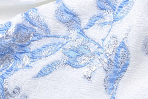 Luxury heavy embroidery jacquard elegant white fairy summer long weddi ...