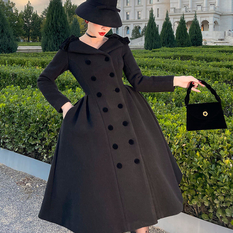 le palais vintage retro elegant classic Hepburn style wool full coat - Tioed