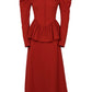 Orange red toast puff sleeve waist and a long toast suit skirt dress- Liqin Liqin's