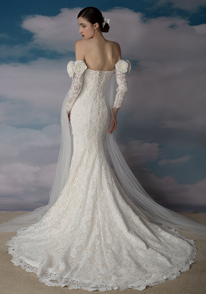 Early Spring 2023 one-shoulder slim mermaid light wedding dress- Princila