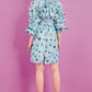 Printed embroidery bandage lace pocket trench coat dress- Fifi