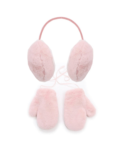 Le Palais Vintage Luxury Pink Fur Gloves + Fur Ear Muff- YASMINE.