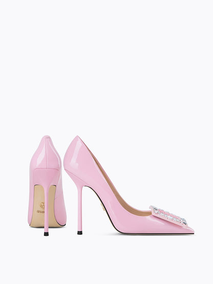 Fab-fei pointed toe patent leather pink high heel stiletto pumps - Barbie