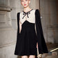 Luxury elegant tuxedo black cape dress- Sofia