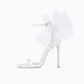White mesh Large bow stiletto sexy wedding high heel sandals - Camia