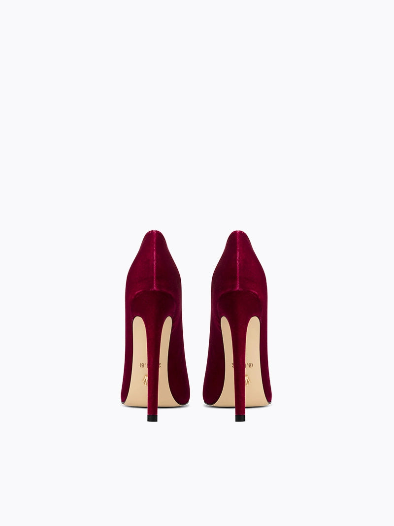 Fabfei suede 10cm stiletto burgundy pointed toe sexy pumps - Kara