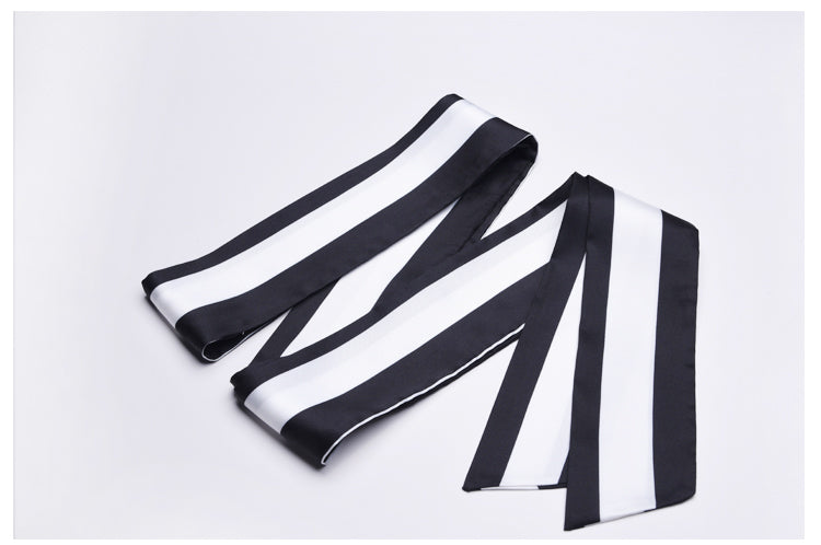 Striped three-piece high-waisted wide-leg pants three piece suit set- Wili
