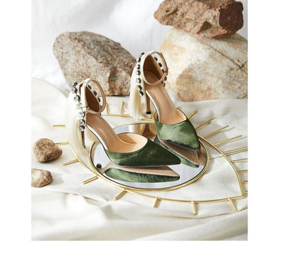 B-FEI original designer high heels green women's stiletto pumps- Diana
