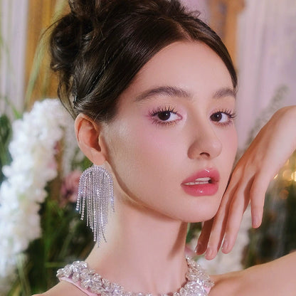 Wardrobes by Chen Luxury Light Crystal Diamond Tassel Earrings-Dudu