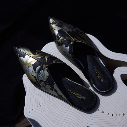 Retro Muller shoes slip sheepskin slippers leather shoes- Jan