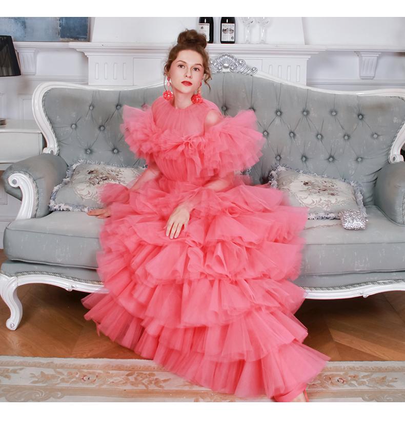 Limited edition one of a kind color gradient pleated tissue tulle ball gown evening layered wedding dress -  Bisous