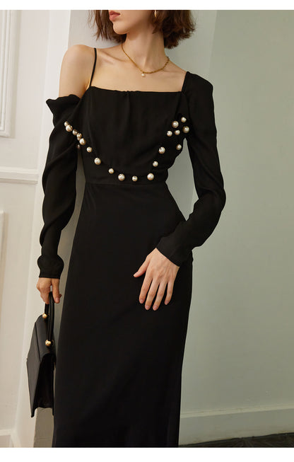 Retro long-sleeved sling dress- Mola