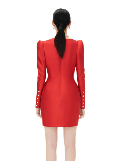 YES BY YESIR luxury elegant cocktail red Dress - Inowe
