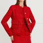 Tweed red bright silver silk brushed suit dress  jacket  - Jack