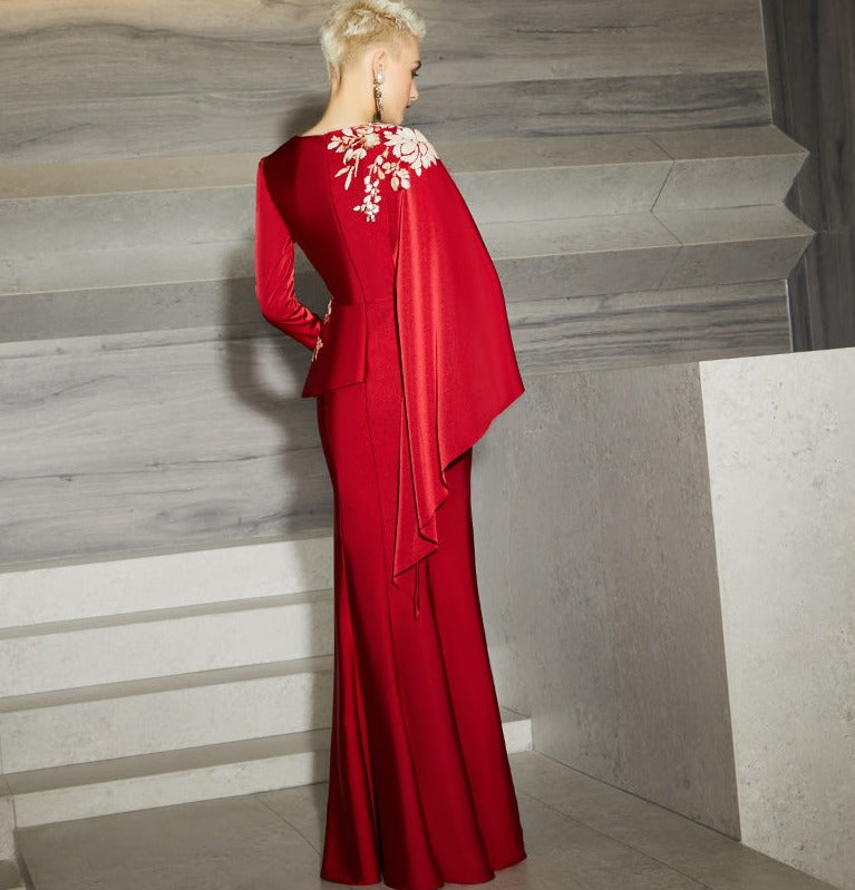 Red wedding dress high-end evening dress New banquet dress mother skirt fashion high end luxury unique dress- Bila M Red wedding dress high-end evening dress New banquet dress mother skirt fashion high end luxury unique dress- Bila M
