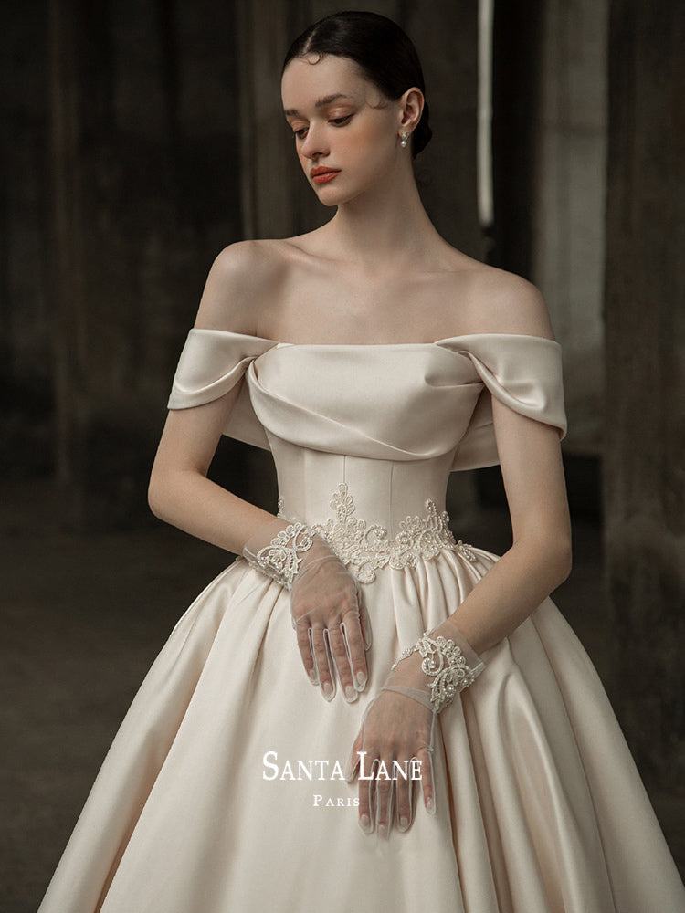 Early Spring 2023 Winter one-shoulder satin satin wedding dress- Sally GOOD GIRL REBEL Early Spring 2023 Winter one-shoulder satin satin wedding dress- Sally GOOD GIRL REBEL