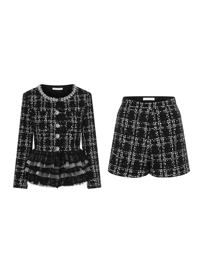Wardrobes by Chen High End Black and White Checkered Top/Shorts-Herah