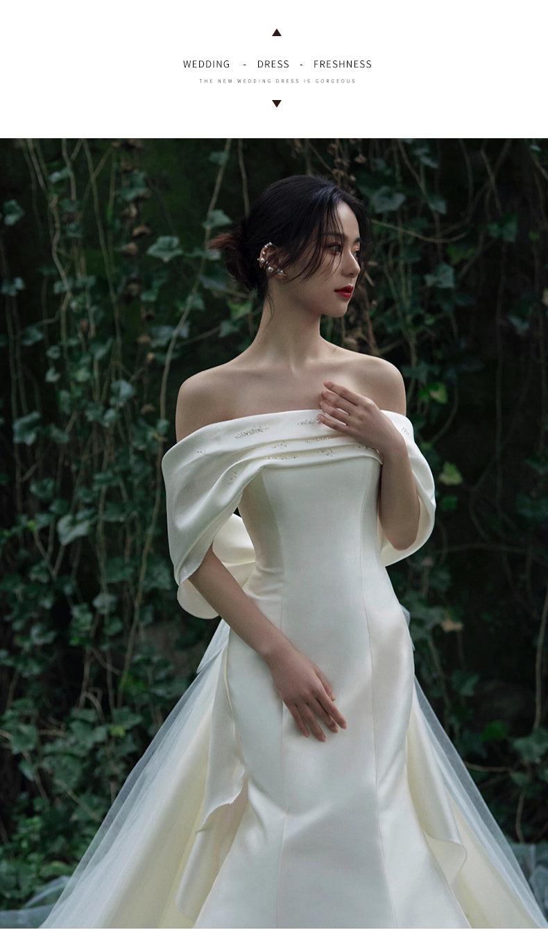 Early Spring 2023 one-shoulder light wedding dress- Yun