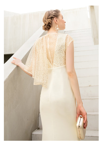 Spring banquet elegant fishtail long midi wedding dress
