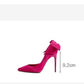 Early spring sheep suede bow side empty pointed high-heeled single shoes- Paula