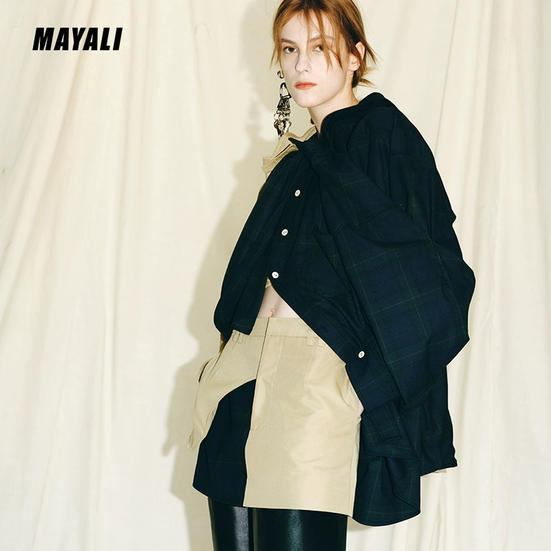 MAYALI paneled structure, niche short contrast skirt - Shilo