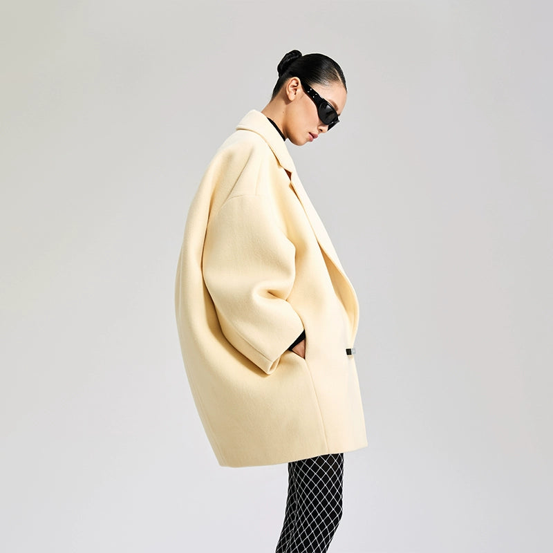 Ledi Wool coat wool concave cocoon wool coat - Debut ( V )
