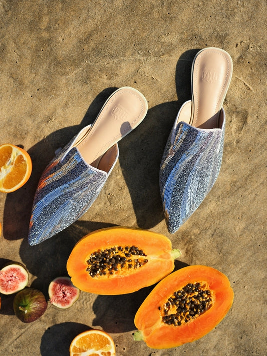 B-FEI original design glitter geometry French half drag mules -lILY