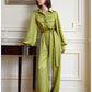 Palace Green Waist Sleeve Belt High Waist Jumpsuit- Miga