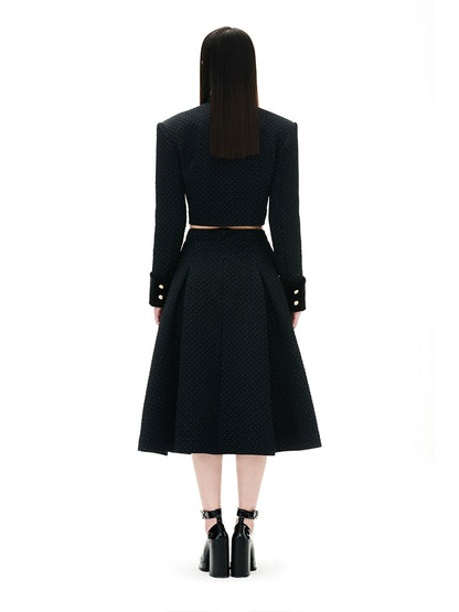 YES BY YESIR  Autumn winter retro elegant women's black gold palace suit - Jian