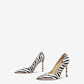 New stiletto pointed toe high-heeled striped horse- Fola