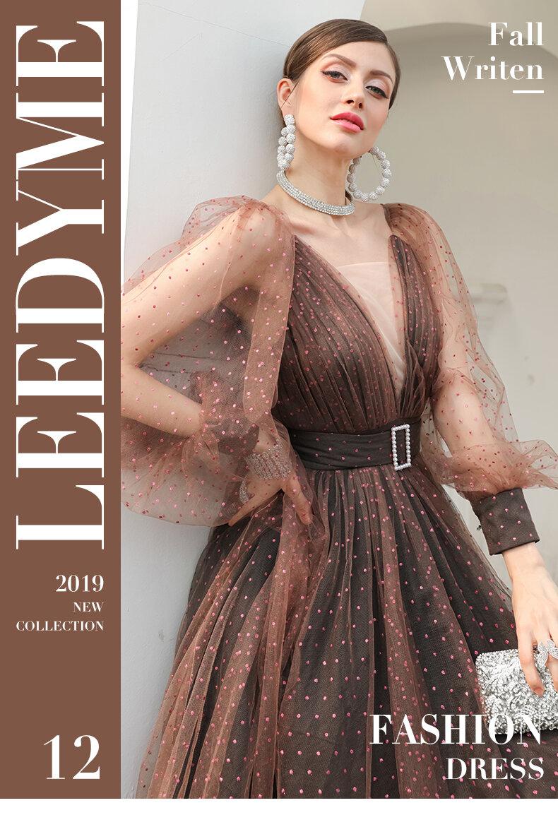 1950's Vintage Inspired Polka Dot Mesh Tulle Brown Midi Tea Length Princess Ball Dress - Kioa XL 1950's Vintage Inspired Polka Dot Mesh Tulle Brown Midi Tea Length Princess Ball Dress - Kioa XL