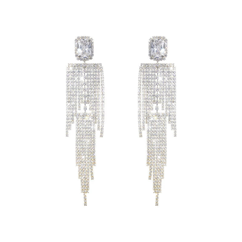 Wardrobes by Chen Luxury Light Crystal Diamond Tassel Earrings-Dudu