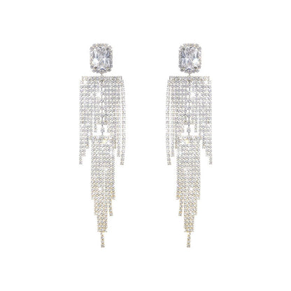Wardrobes by Chen Luxury Light Crystal Diamond Tassel Earrings-Dudu