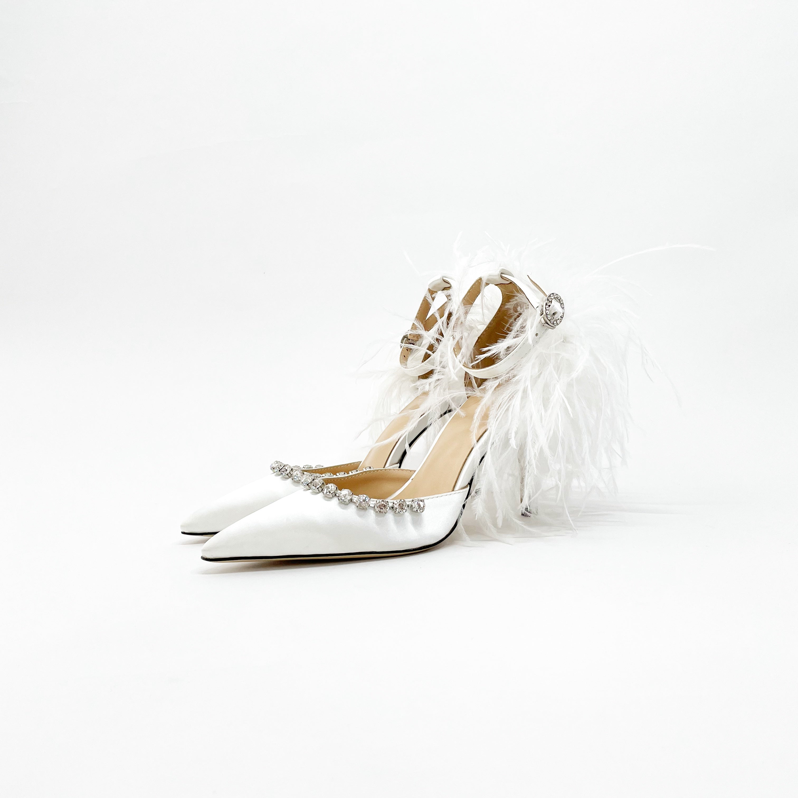 Jimmy Choo Violet Suede Feather Marlene Icons Platform Sandals Size 9.5/40  | Yoogi's Closet