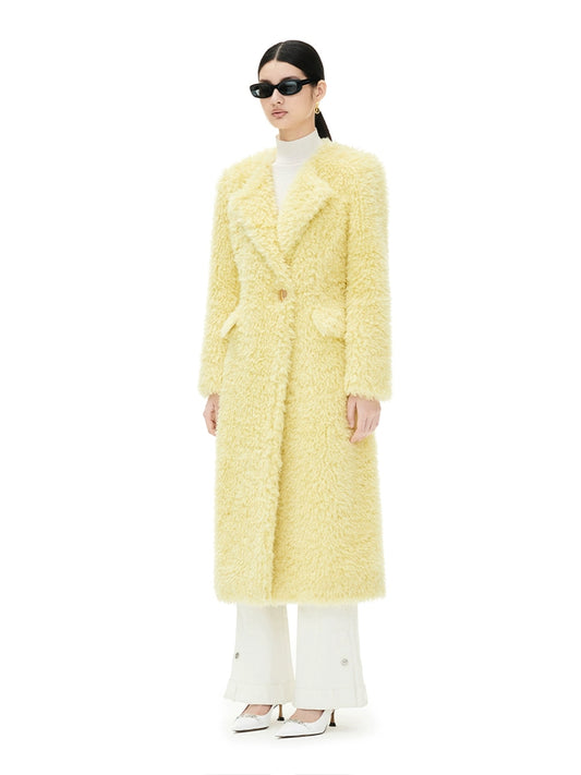 YES BY YESIR autumn winter wool coat yelow sheep sheepskin coat - Xeela