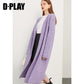 Fall autumn lavender purple double-breasted loose-embossed camellia knit coat - Saie