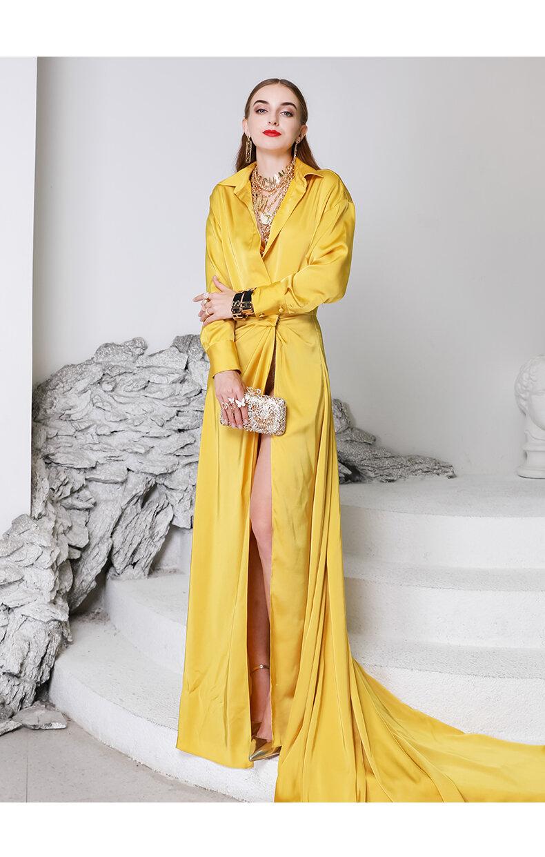 Luxury Classic elegant sexy high cut fork tail dress long slit evening party gown- Lios S Luxury Classic elegant sexy high cut fork tail dress long slit evening party gown- Lios S