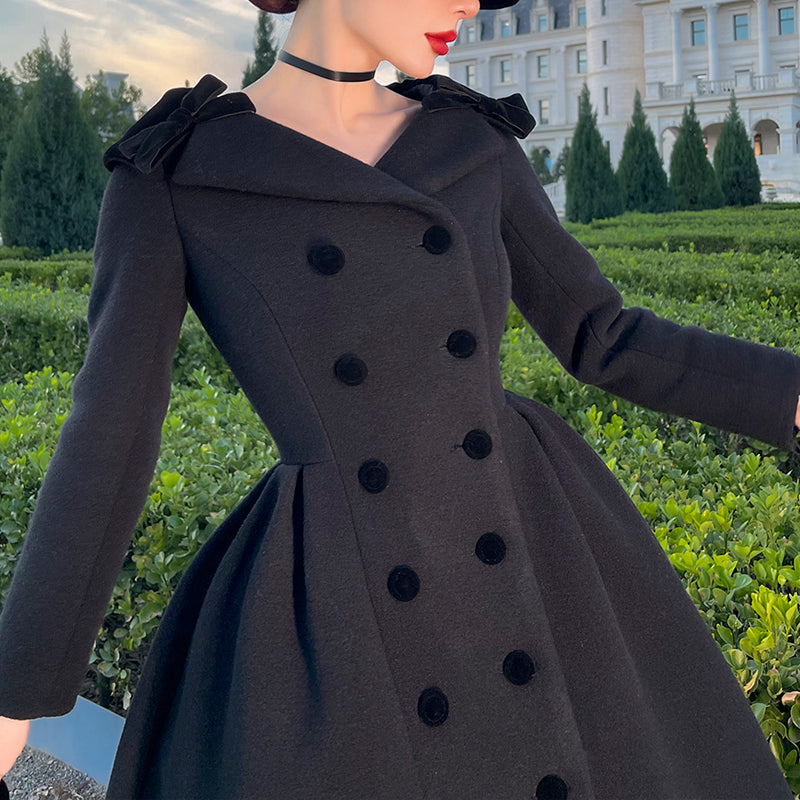 le palais vintage retro elegant classic Hepburn style wool full coat - Tioed