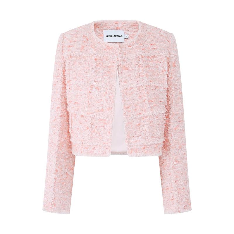 LEDIM W spliced paste;l pink tweed short blazer jacket - Lippi