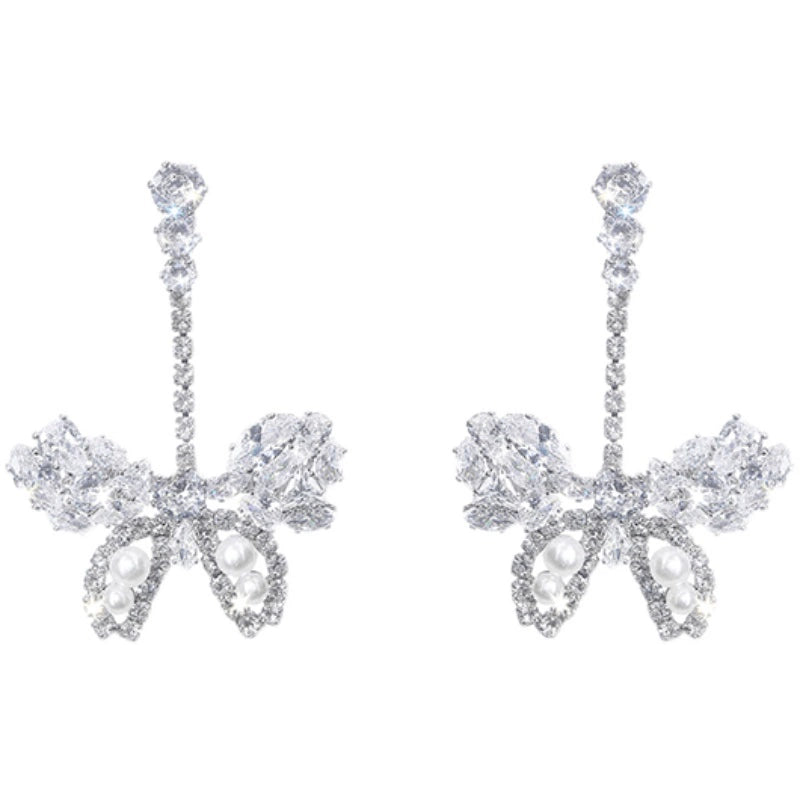 Wardrobes by Chen Luxury Crystal Diamond Dinner Party Earrings-Butter