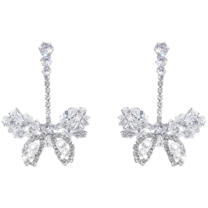 Wardrobes by Chen Luxury Crystal Diamond Dinner Party Earrings-Butter