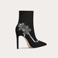 Black leather boots high-heeled short boots- Raty