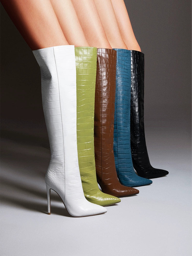 Fabfei Fall/Winter stiletto  pointed toe knee boots - Kinno
